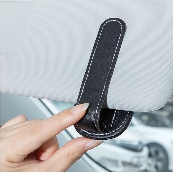 Honda Sunglass Holder for Car with Logo Black PU Leather NWT - Picture 9 of 10